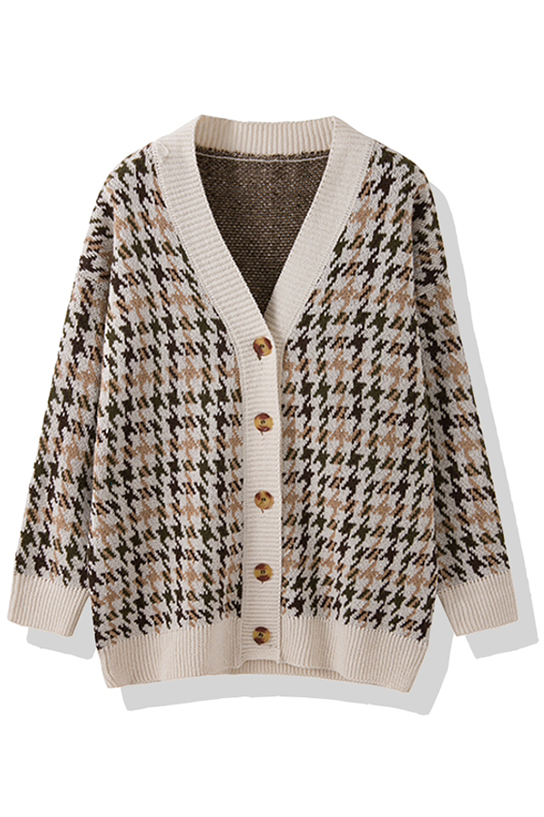 houndstooth cardigan long