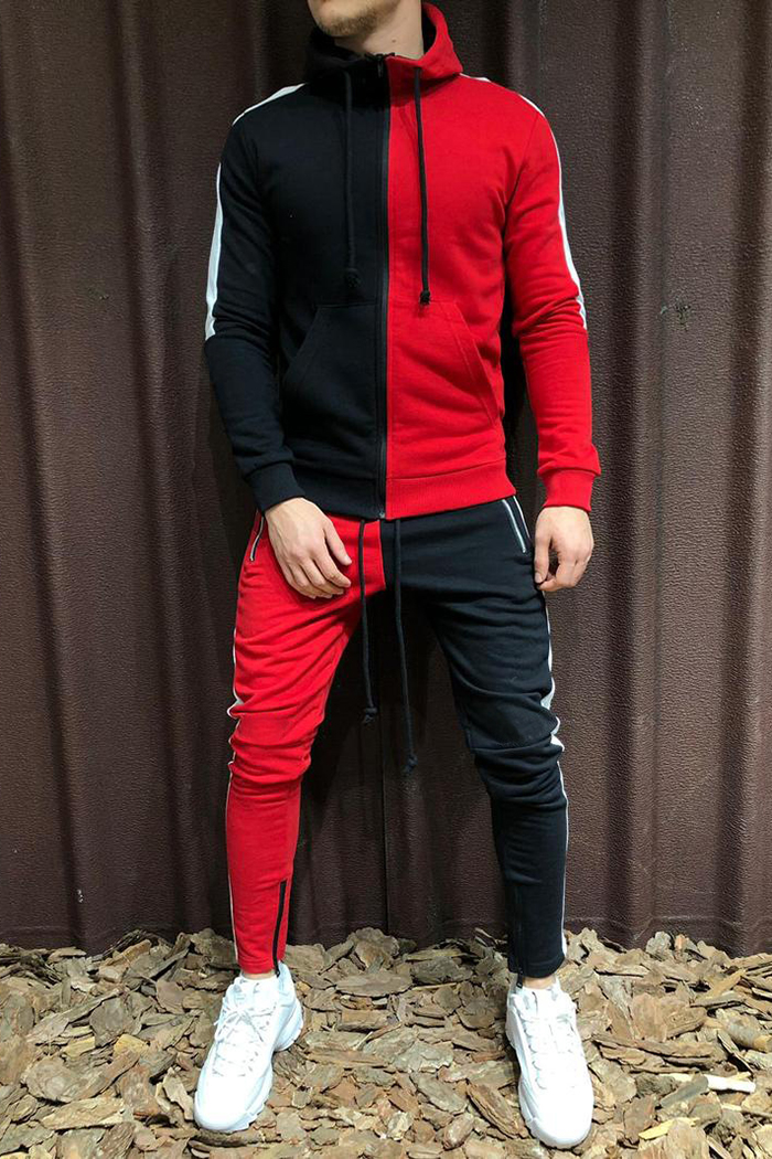 two tone zip up hoodie