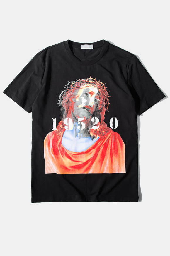 

Jesus & Number Print Black Short Sleeve Round Neck Tee