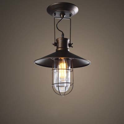 

Old Copper 12'' Wide Single Light Close to Ceiling Light with Wire