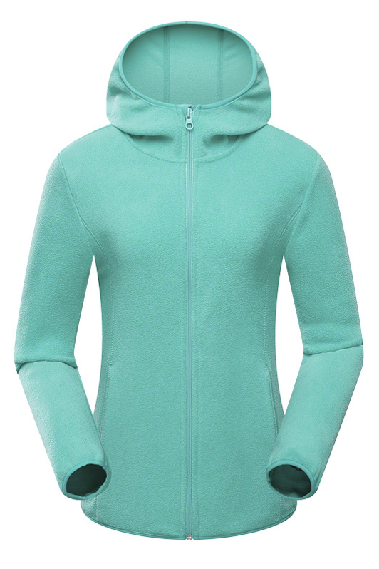 

Women's Casual Hooded Zip Placket Solid Color Coat, Green