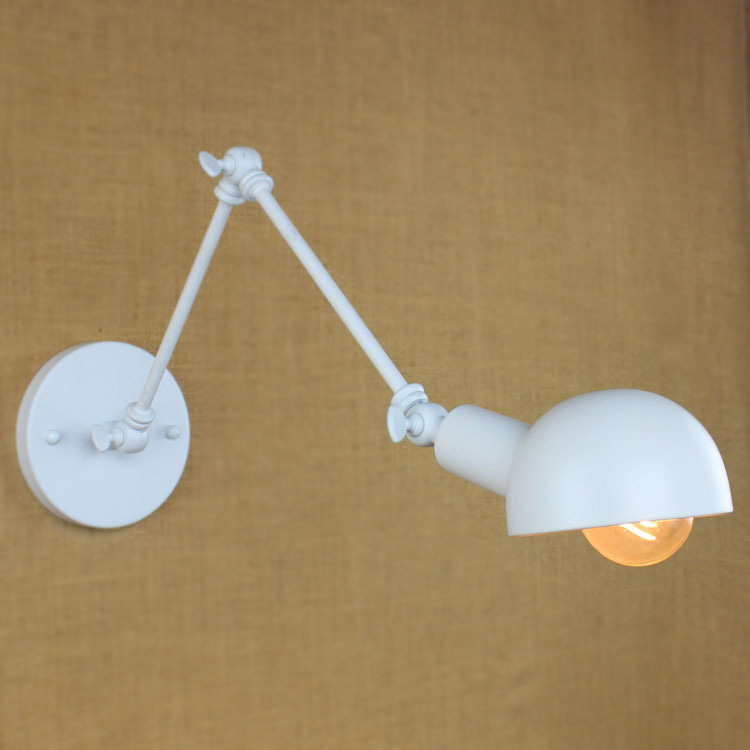 

White Finish Small Swing Arm Wall Light