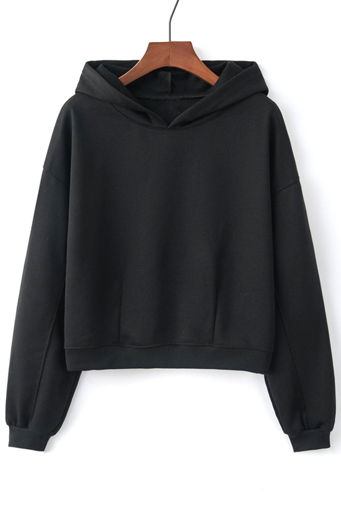 plain black cropped hoodie