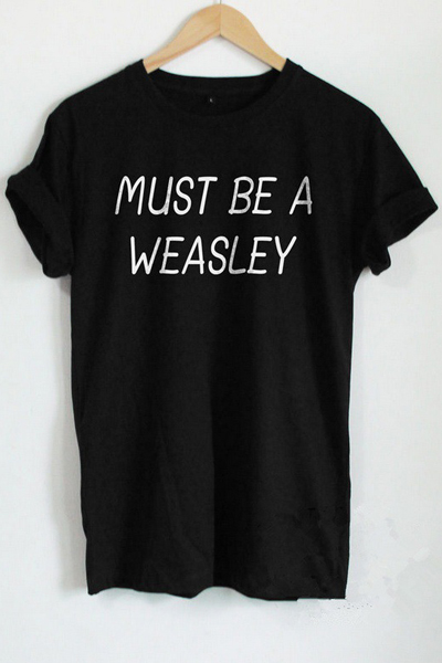 

MUST BE A WEASLEY Letter printed Short Sleeve Round Neck Tee, Black