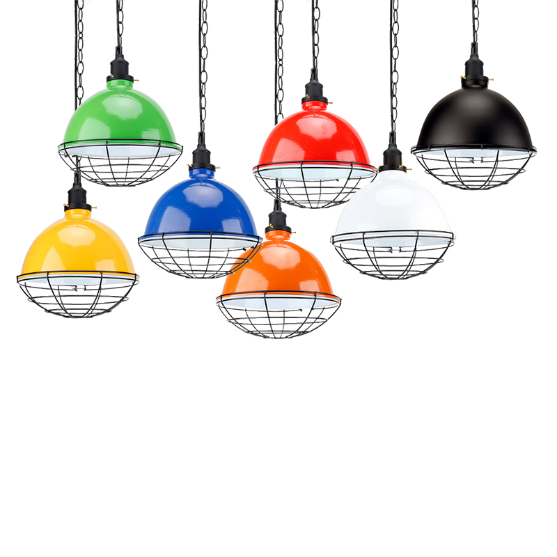 Wire Caged Industrial Style 1 Light Chain Hanging Light Fixture In