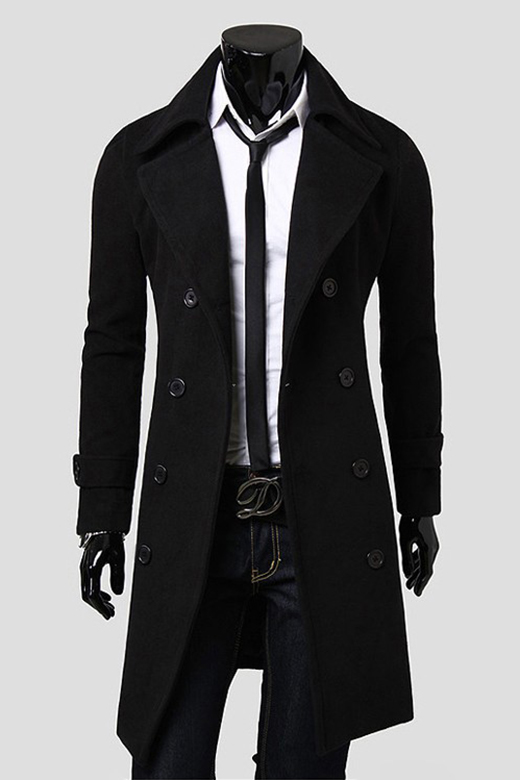 long black pea coat mens