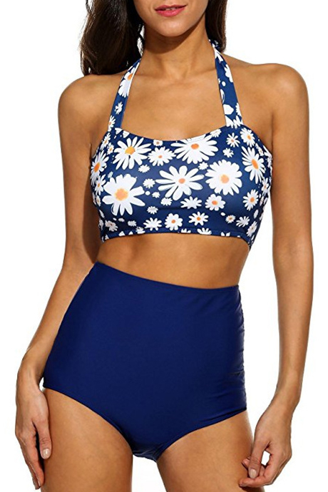 halter top bikini high waisted