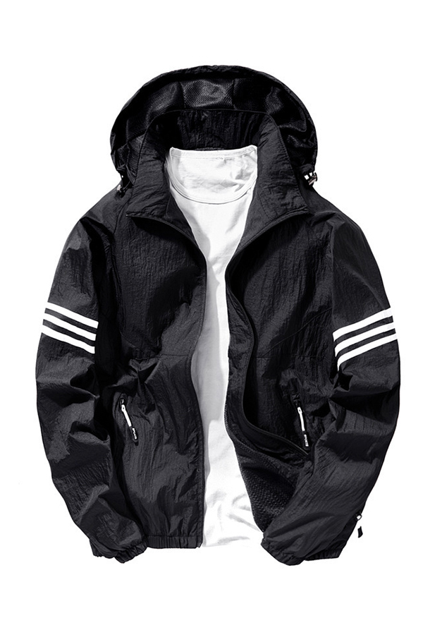 black thin jacket with hood