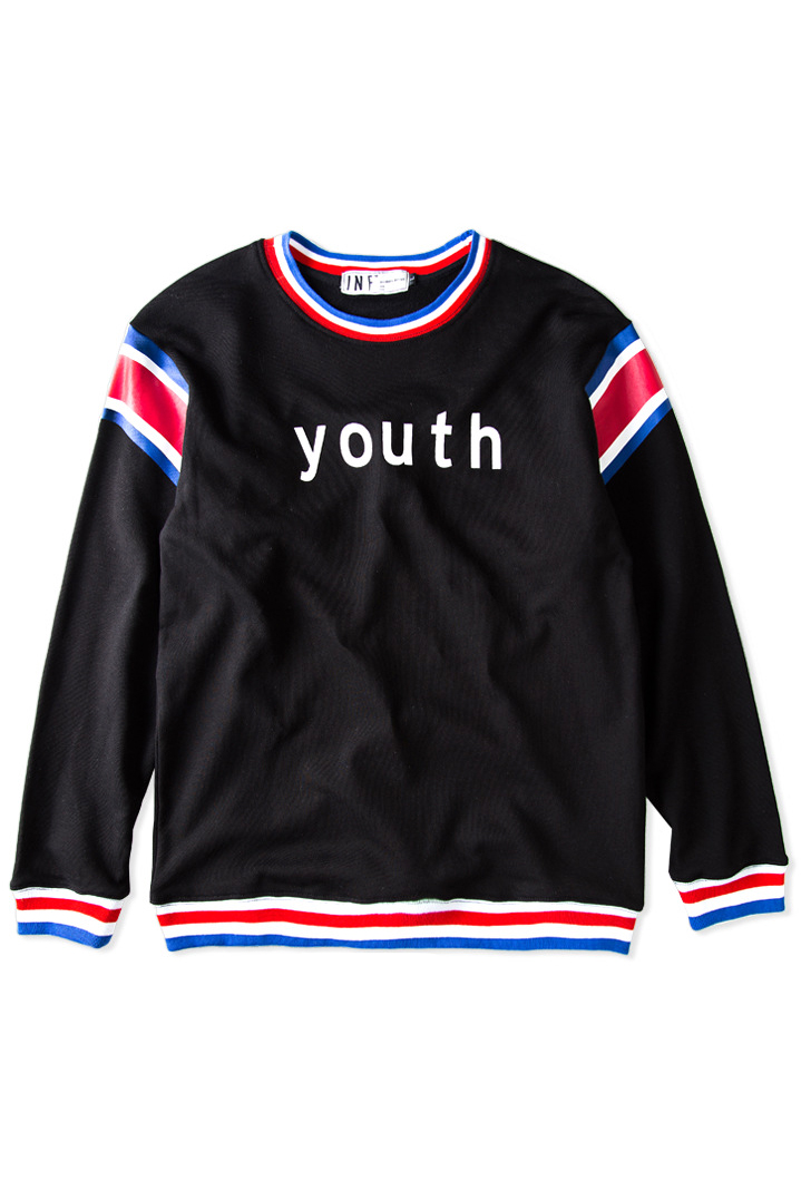 

Color Block Trim Letter Print Sweatshirt, Black