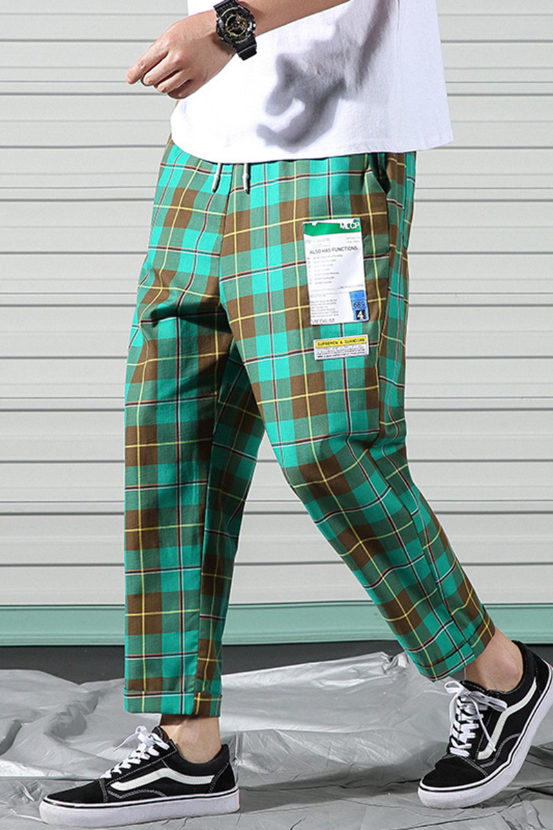 tapered plaid pants mens