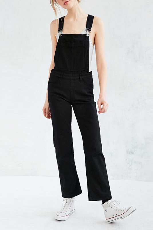 

Women's Straps Racer Back Sleeveless Zip Side Plain Overalls, Black