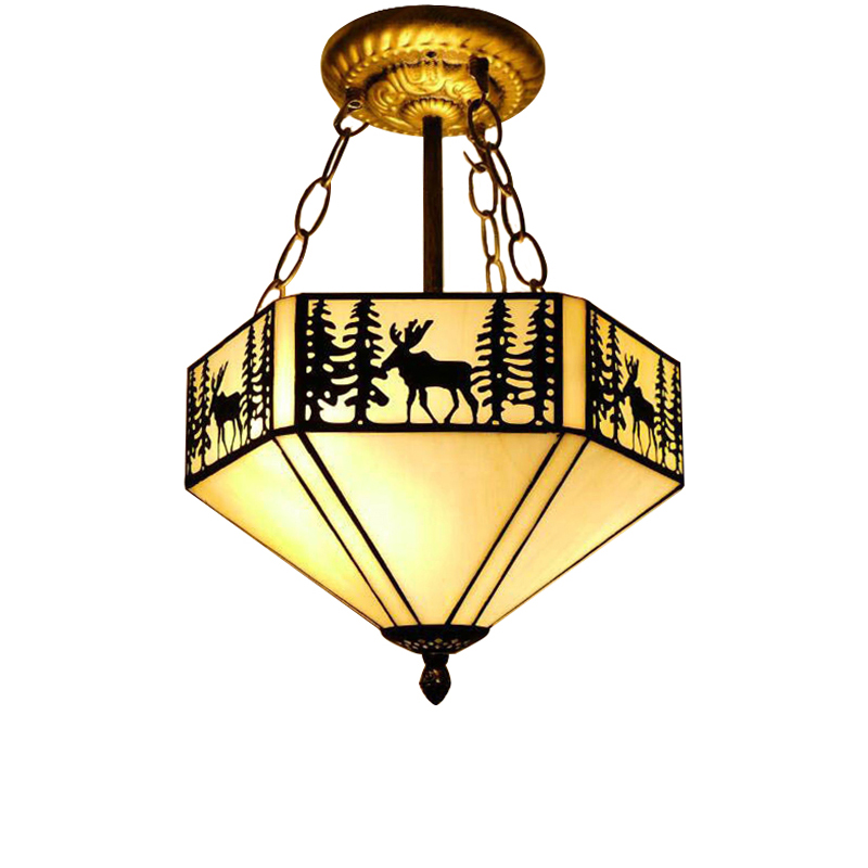 2 5 Light Semi Flush Ceiling Light Loft Lamp With Deer Pattern