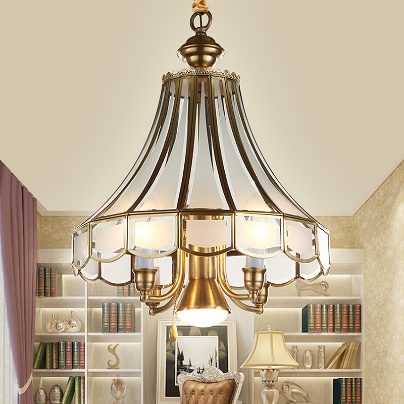Gold Leaf And Champagne Frosted Glass 5 Light Chandelier 