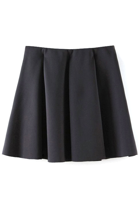 

Black Fitted Ruffle Hem Pleated Mini Skirt