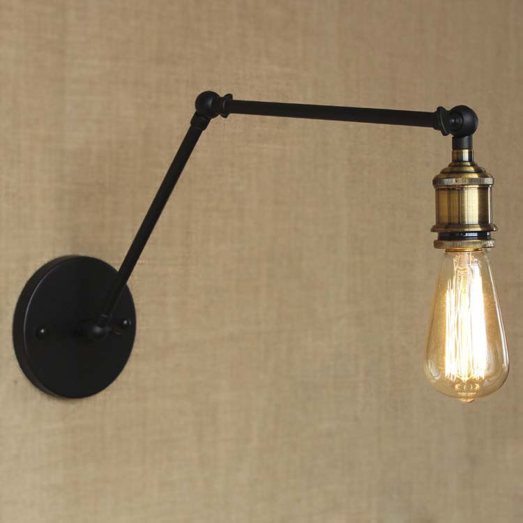 

Edison Bulb Style Single Light Adjustable Wall Sconce in Black