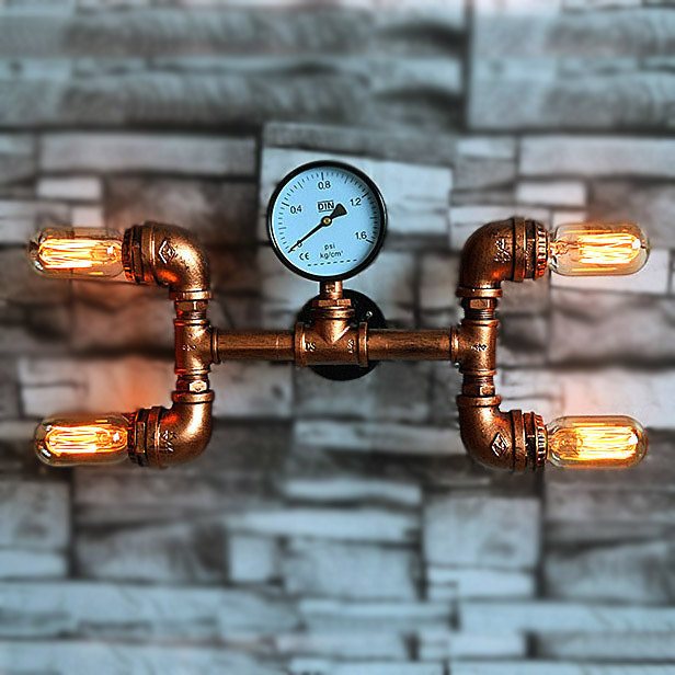 

4 Light Novel Industrial Decorative Wall Light with Gauge