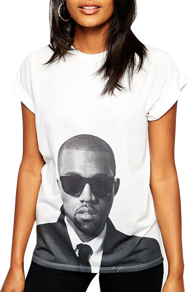 

White Short Sleeve Kanye West Print T-Shirt