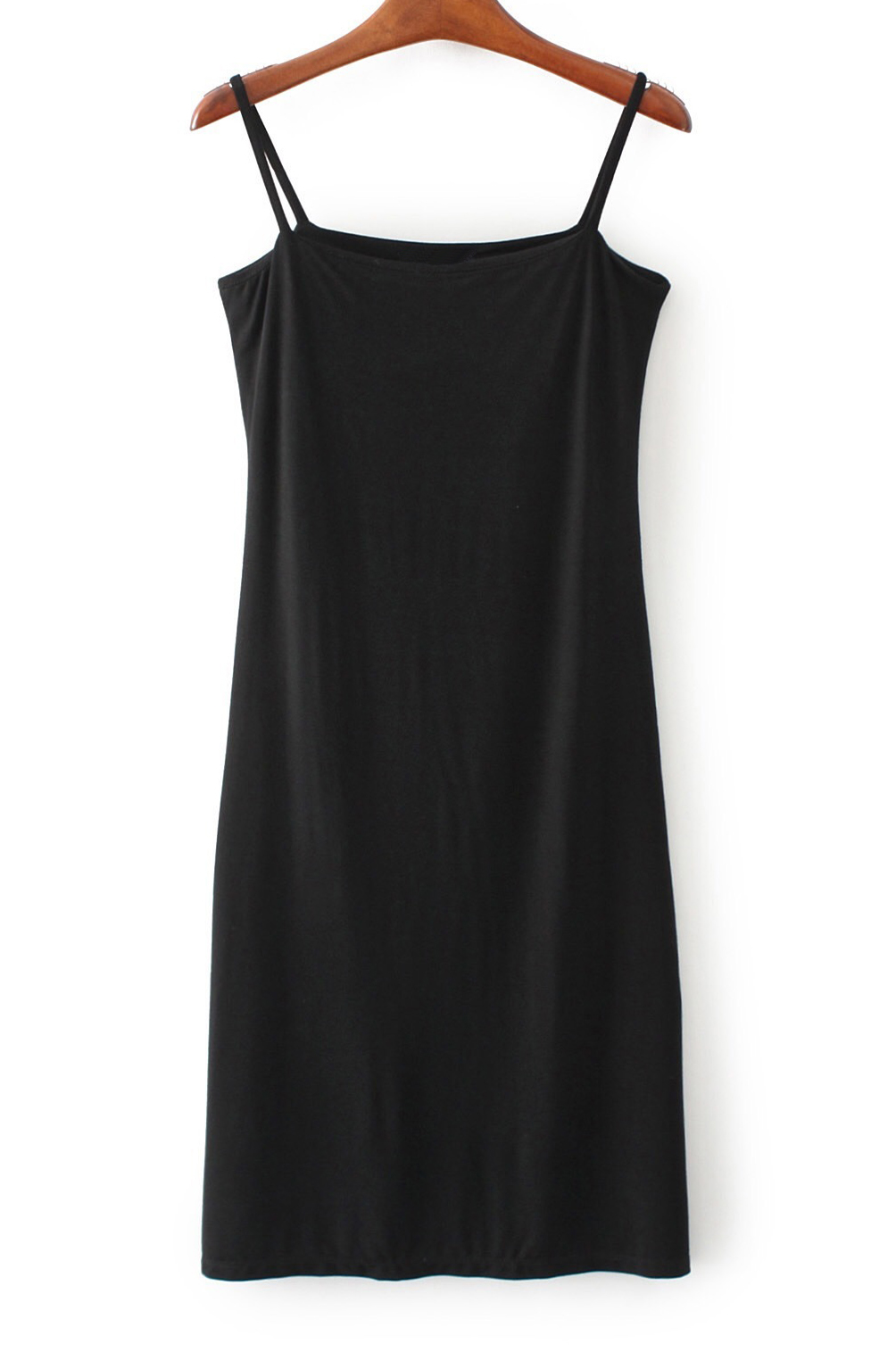 

Basic Plain Spaghetti Straps Sexy Open Back Bodycon Mini Slip Dress, Black