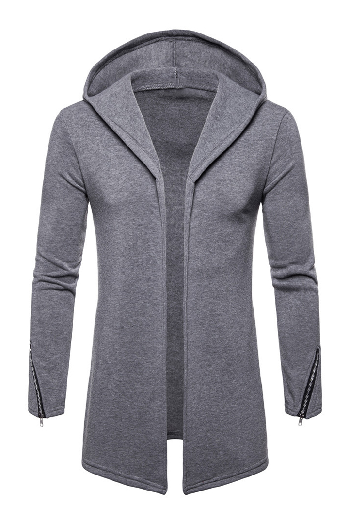 Fensajomon Men Hoodie Fall Winter Sport Long Sleeve Solid Hooded Sweatshirt Dark Grey XL 