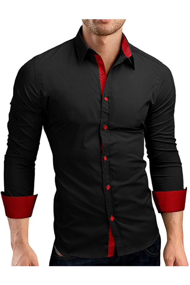 YIhujiuben Mens Basic Dress Shirt Slim Long Sleeves Plain Button Down Shirts