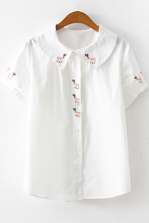 white button down collar shirt