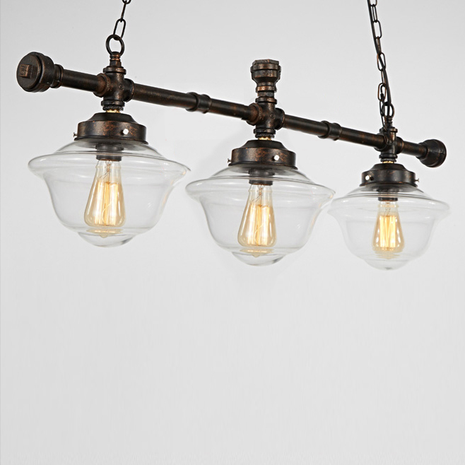 

Island Chandelier with Clear Schoolhouse Shade