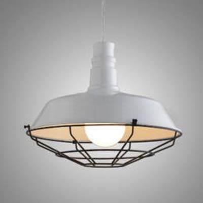 

Pure White 10'' Wide 1 Light Industrial Pendant with Metal Cage