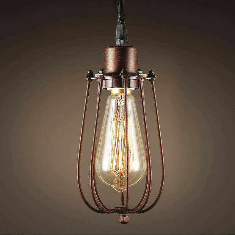 

5'' Wide Mini Cage Pendant in Antique Copper Finish