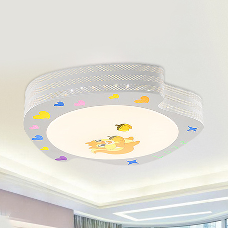 Cute White Led Ceiling Lamp Squirrel Metal Acrylic Stepless