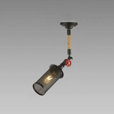 

Small Semi Flush Ceiling Light with Rope Accent