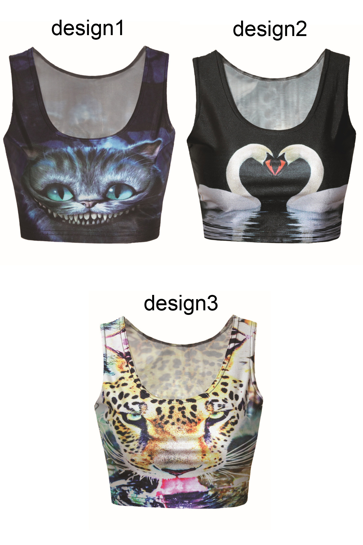 

Animal Print Scoop Neck Crop Tank, Black
