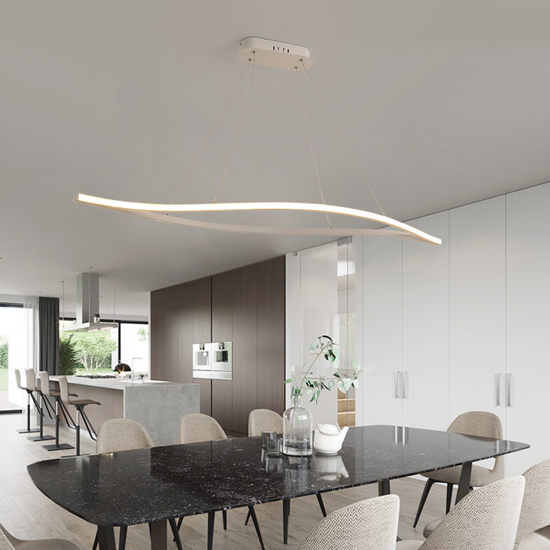 2 Led Waving Chandelier Lighting Minimalist Silica Gel Dining Room