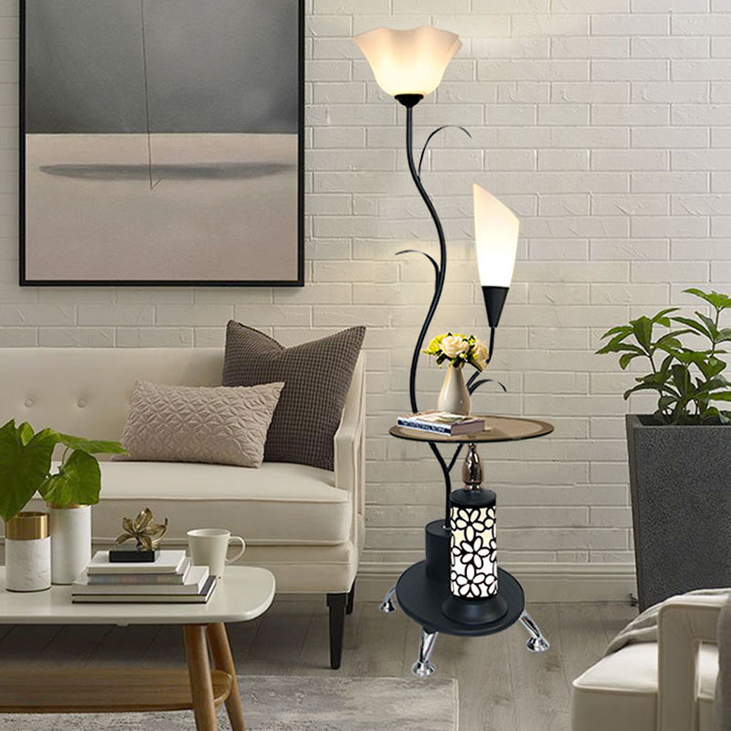 White Black Led Stand Up Light, Floor Table Lamps For Living Room