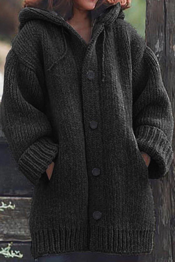 Ache Mode Kole Grey Chunky Knit Cardigan Handknitted Long Sleeve Oversized Cozy Sweater Thick Batwing Cardigan