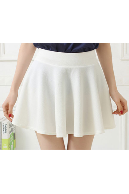 

Womens Basic Versatile Stretchy Flared Skater Skirt, White