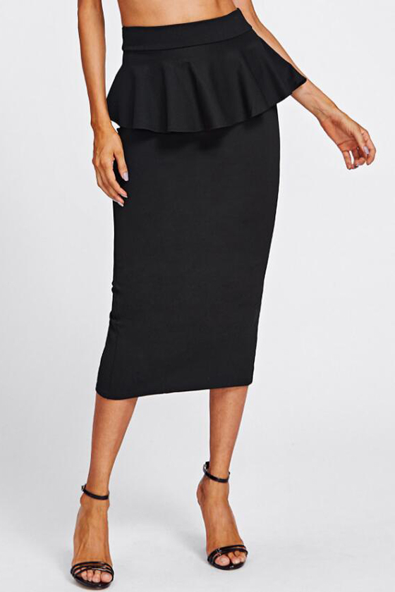 peplum midi skirt