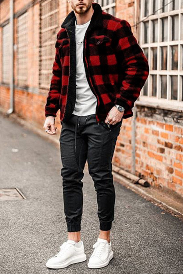 mens red and black checkered jacket