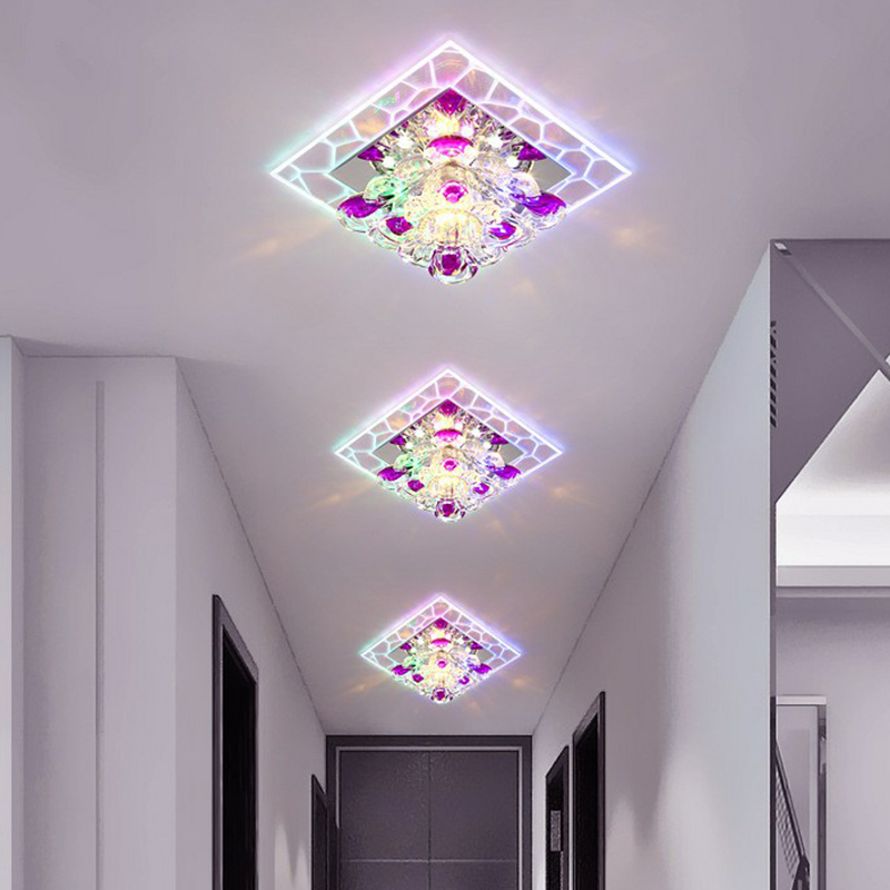 Square Corridor Flush Mount Lamp Clear, Multi Coloured Led Ceiling Lights