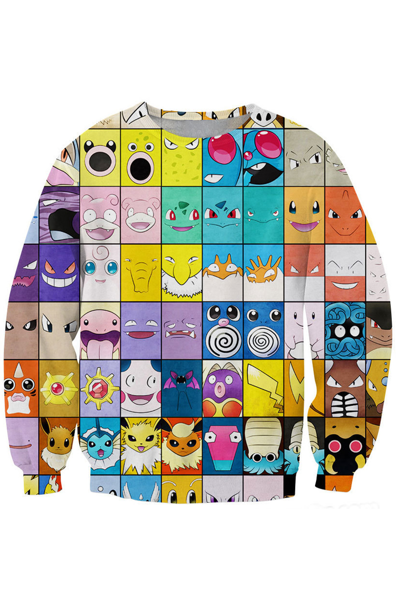 

Checkered Comics Print Sweatshirt, Colorful