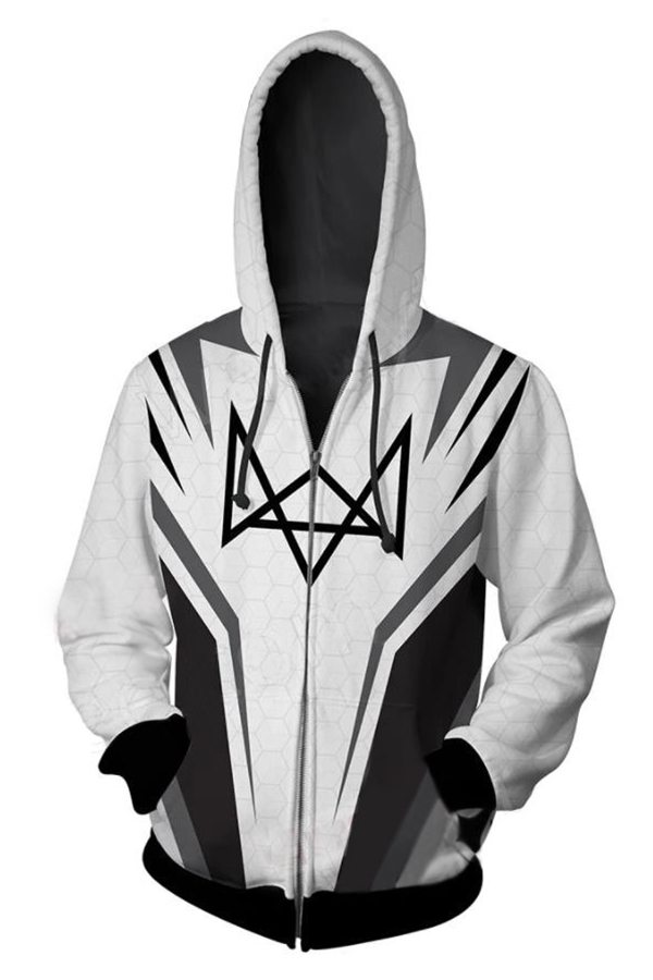 3d geo print hooded sweatshirt