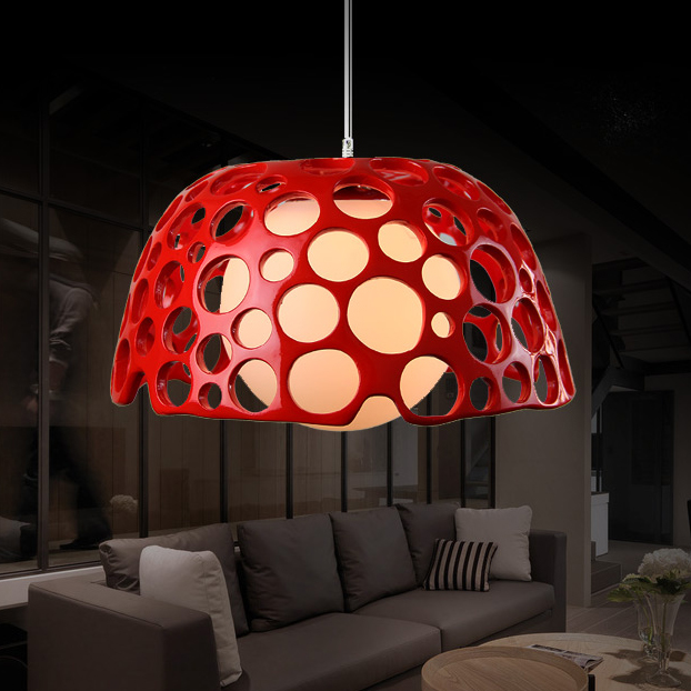

White Inner Glass Shade Resin Pendant Light