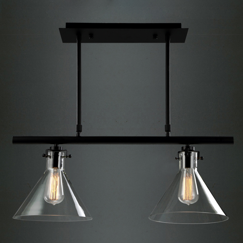 

2 Light Linear Island Light with 2 Clear Glass Shade