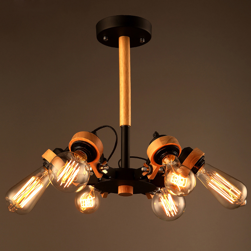 

14'' Wide Industrial Adjustable 6 Lights Small Chandelier