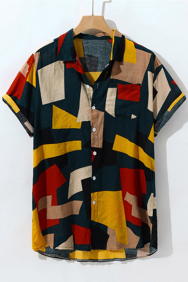 color block short sleeve shirt