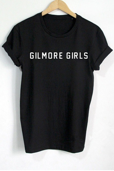 

Unisex GILMORE GIRLS Letter Printed Short Sleeve Tee with Round Neck, Black