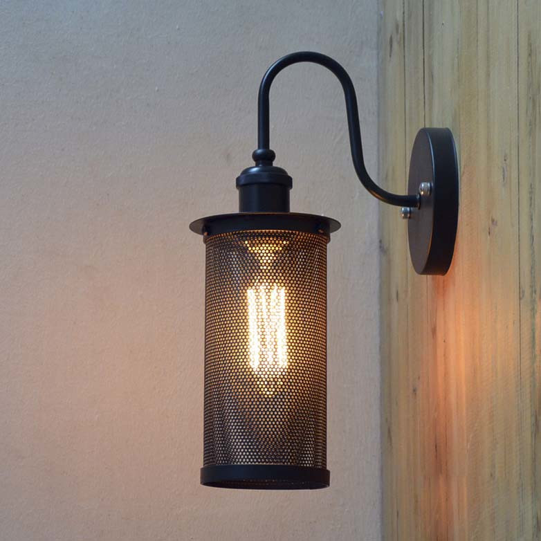 

Vintage Black Down Lighting Mesh Wall Light in Industrial Style