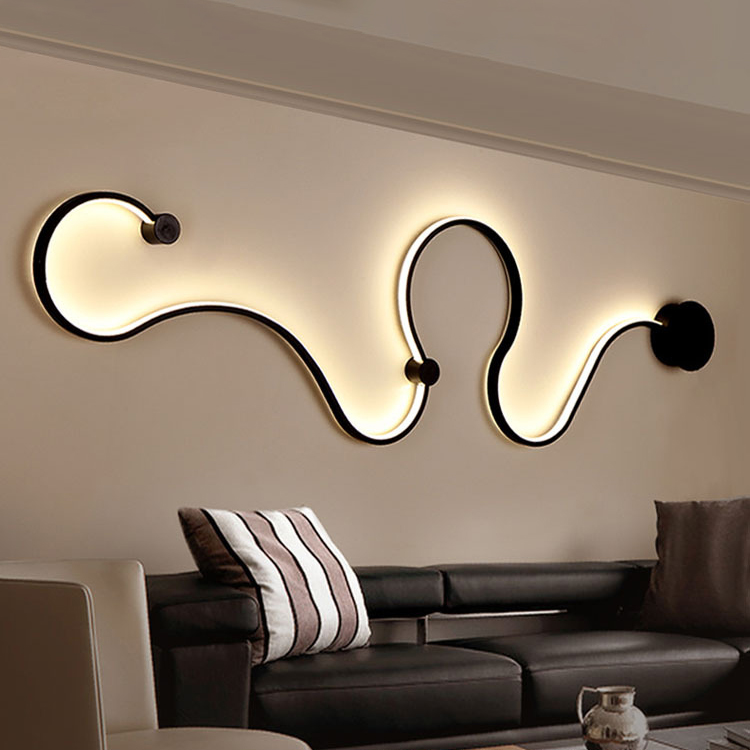 Indoor Home Decoration Modern Curved Wall Light 50 40 Long Aluminum Snake Shaped Wall Lighting Black White High Bright Sirius Sconce Can Be Installed On Wall Or Ceiling Beautifulhalo Com