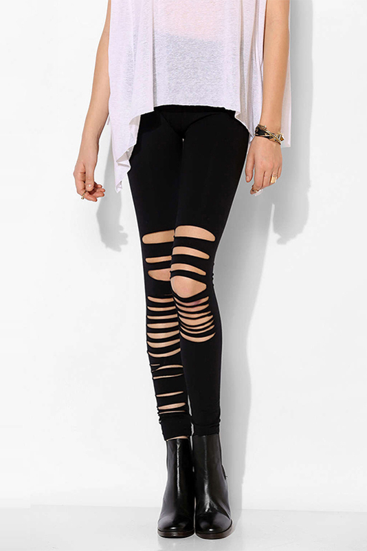 

Women's Cutout Plain Skinny Pencil Leggings Pants, Black