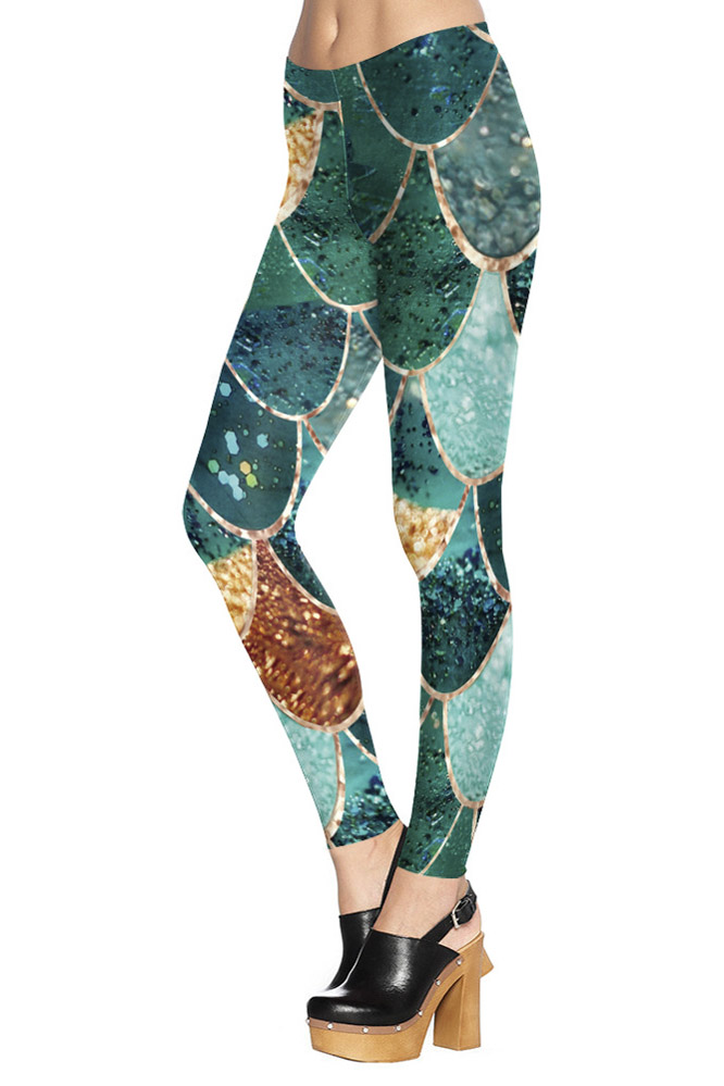 

New Arrival Women's Fashionable 3D Digital Print Leggings, Green