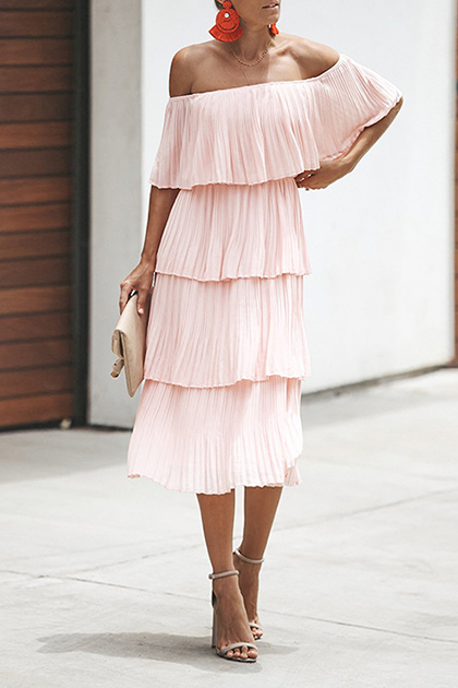 off the shoulder midi summer dress